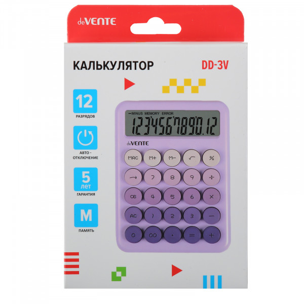 Калькулятор настольный 8 разр. "deVENTE" DD-3, сиреневый