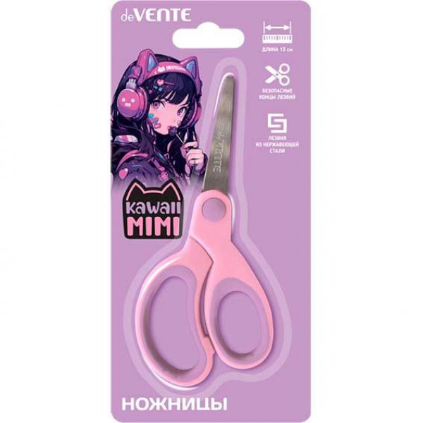 Ножницы детские "deVENTE. Kawaii Mimi" 13см, с закруг. лезвиями