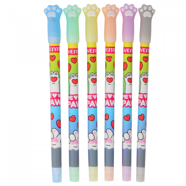 Набор ручек шариковых "deVENTE. Meow Paw" 6 цв, d=0,7 мм, колпачок в виде кошачьей лапки