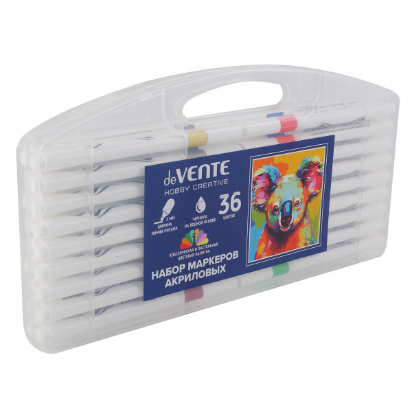Набор маркеров акриловых 36цв. "deVENTE.HOBBY CREATIVE.Classic&Pastel" пулевидный наконечник