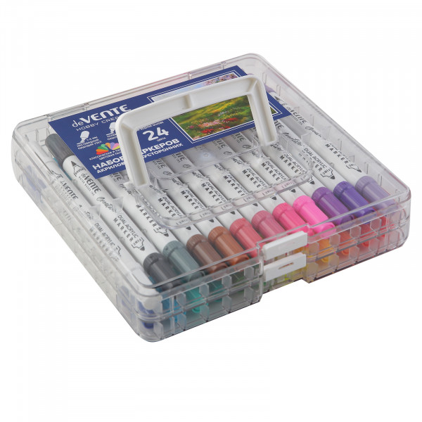 Набор маркеров акриловых 24цв. "deVENTE.HOBBY CREATIVE.Classic&Pastel"двусторонние пулевидный након,