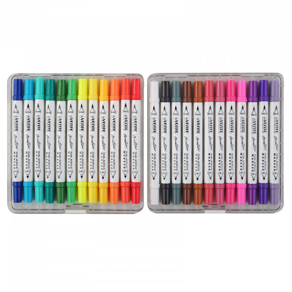 Набор маркеров акриловых 24цв. "deVENTE.HOBBY CREATIVE.Classic&Pastel"двусторонние пулевидный након,