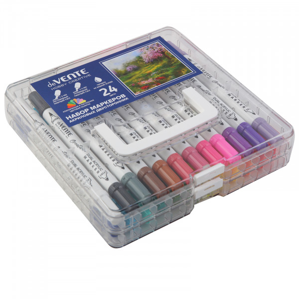 Набор маркеров акриловых 24цв. "deVENTE.HOBBY CREATIVE.Classic&Pastel"двусторонние пулевидный након,