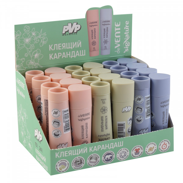Клей-карандаш PVP основа "DeVente.sigNATURE" 15гр. ассорти