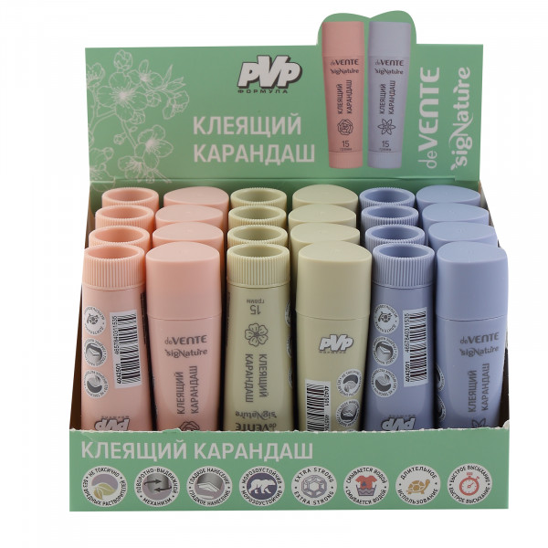 Клей-карандаш PVP основа "DeVente.sigNATURE" 15гр. ассорти