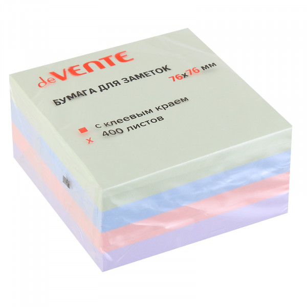 Клейкая бумага д/заметок "deVENTE sigNATURE" 76*76 мм 400л. 4цв.