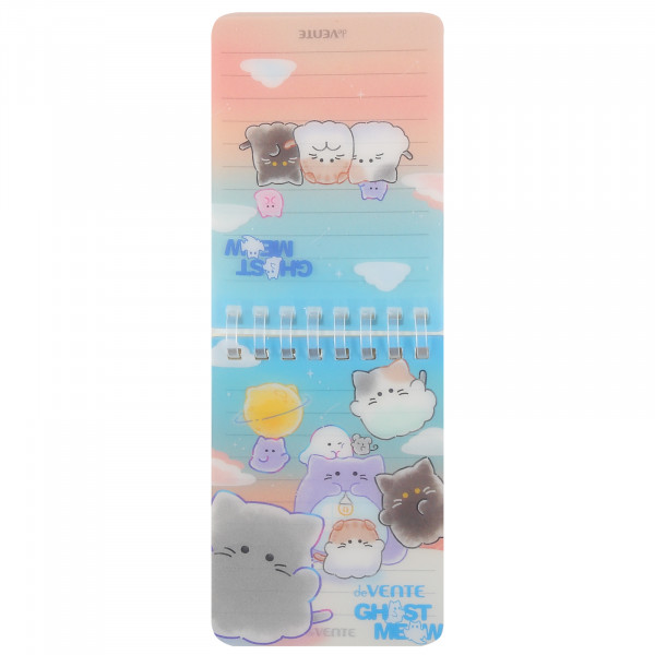 Блокнот 160стр. лин. "deVente. Ghost Meow" А7 (75*105мм) пласт. обл на пласт. спирали