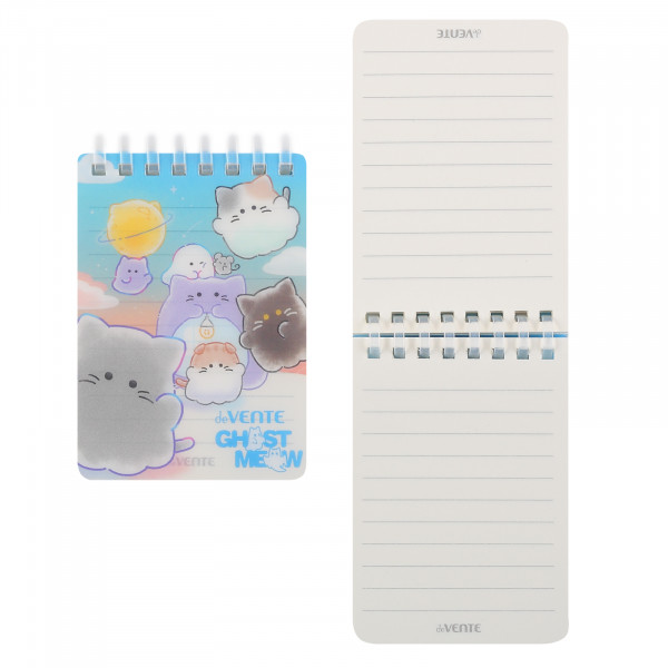 Блокнот 160стр. лин. "deVente. Ghost Meow" А7 (75*105мм) пласт. обл на пласт. спирали