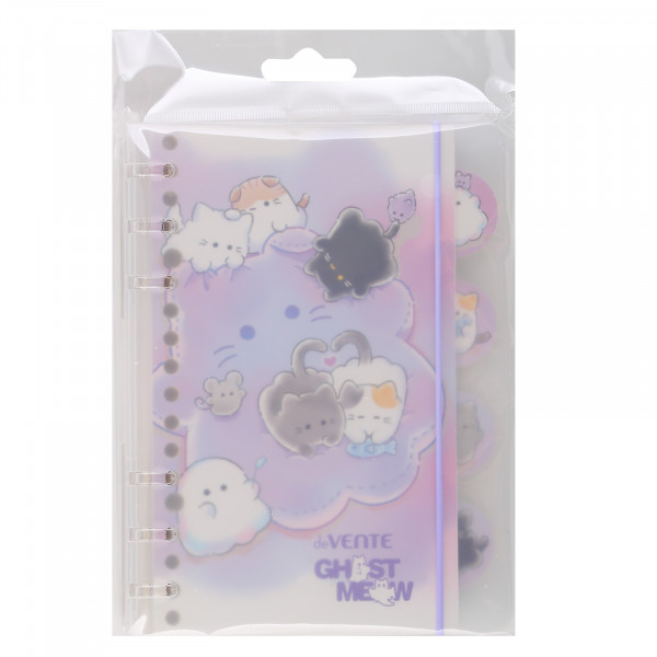Блокнот 80стр. лин. "deVente. Ghost Meow" B6 (133*175мм) 4 карт. разделителя. 6 кольцах