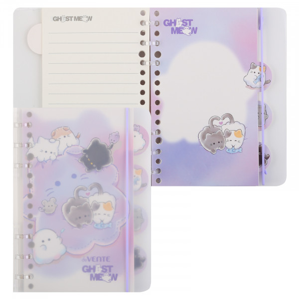 Блокнот 80стр. лин. "deVente. Ghost Meow" B6 (133*175мм) 4 карт. разделителя. 6 кольцах
