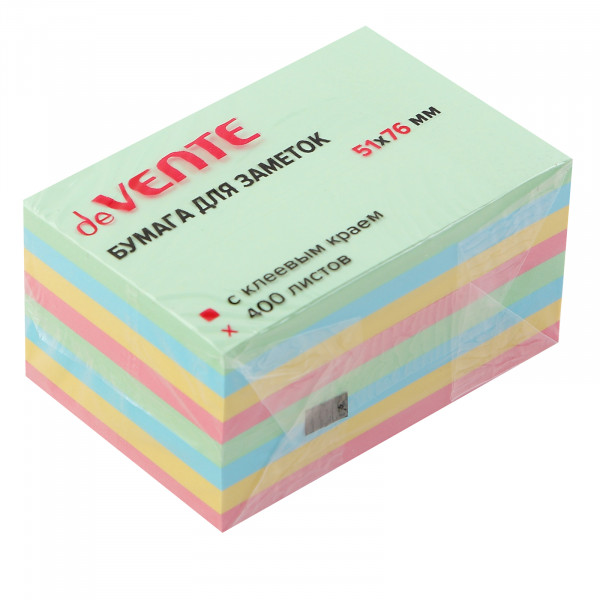 Клейкая бумага для заметок "deVENTE" 51x76 мм, 400л, 4 пастельных цв.