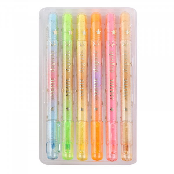 Набор маркеров-выделителей "deVENTE. Degrade" 6цв, ( оранж, желт, зел, гол, роз, капуч) с блест.