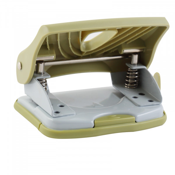 Дырокол "DeVente. sigNATURE" 20л. с линейкой оливковый