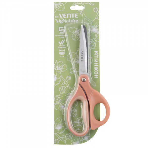 Ножницы канцелярские "deVENTE. sigNATURE" 17,8 см, 2-х цв.прорез. кольца, розовые