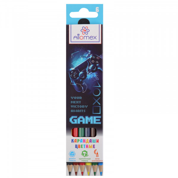 Карандаши 6цв. "Attomex. GAME" М, шестигранные