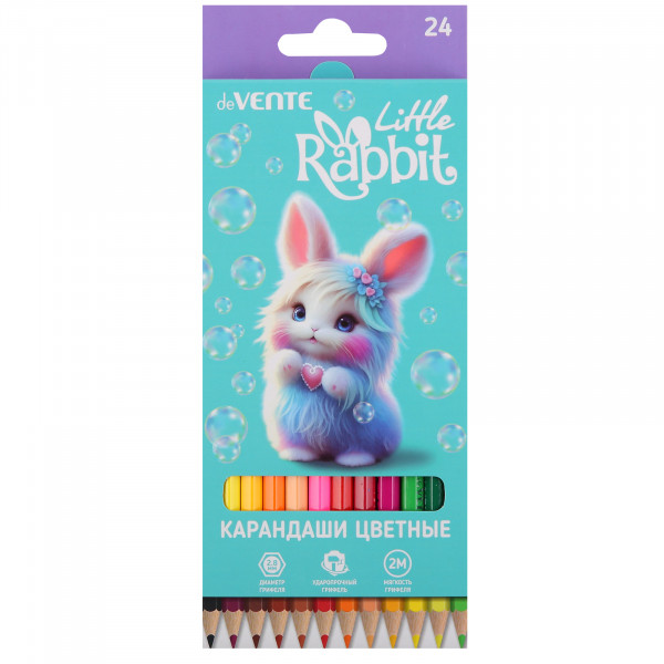 Карандаши 24цв. "deVENTE. Little Rabbit" 2М, шестигранные