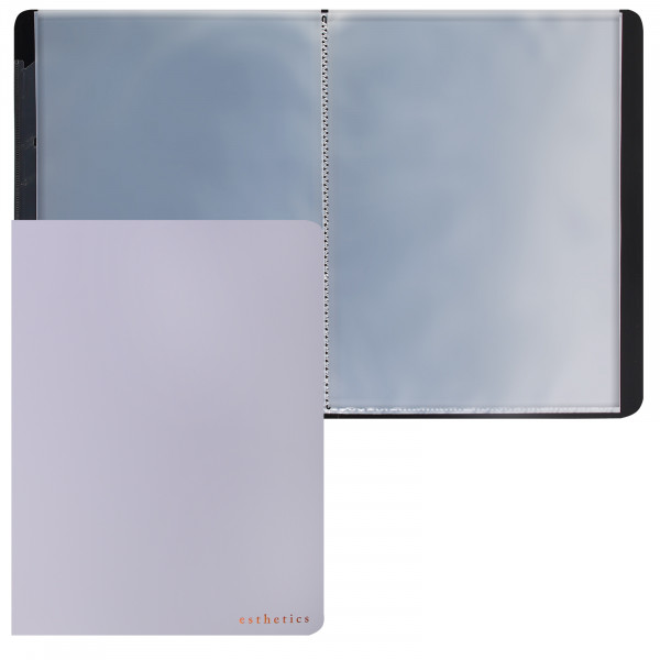 Папка с 20 вкладышами А4 "deVENTE. Esthetics" 700мкм. фактура "soft-touch" вн. карман, лаван-пепел.