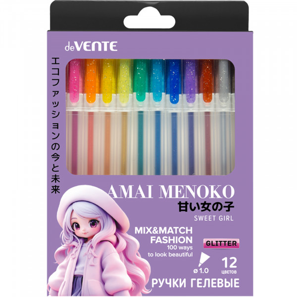 Набор ручек гелевых 12шт."deVENTE. Amai Menoko"