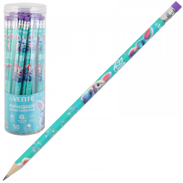 Карандаш ч/г "deVENTE. Triolino Little Rabbit" HB, трёхгранный, с ластиком