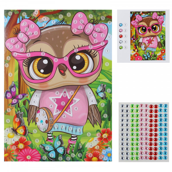 Аппликация со стразами 15*21 Сова