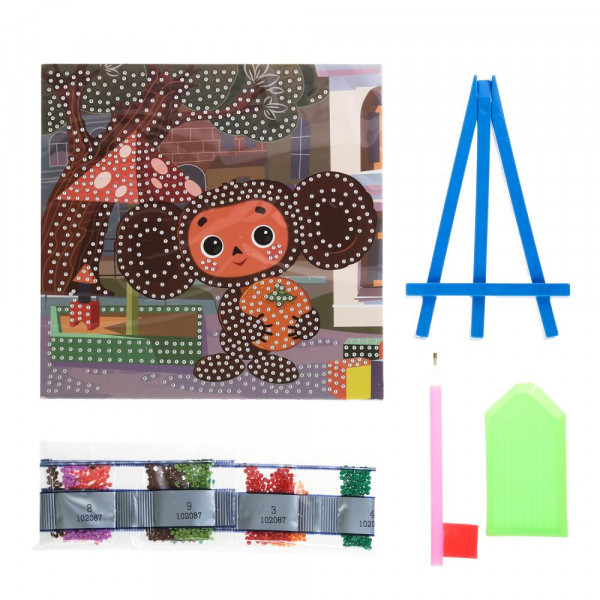 Алмазная мозаика 20*20см Чебурашка 800дет