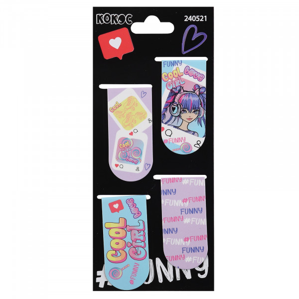 Закладка магнитная Cool girl 4шт, картон