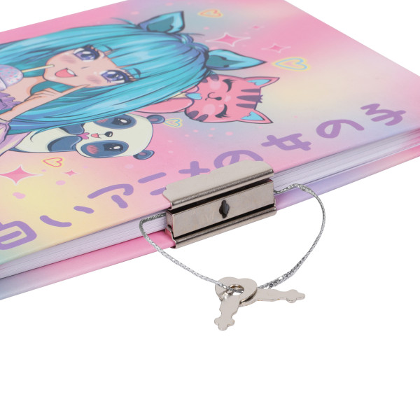 Записная книжка А6 56л.лин. Anime Girl, тв обл, на замке