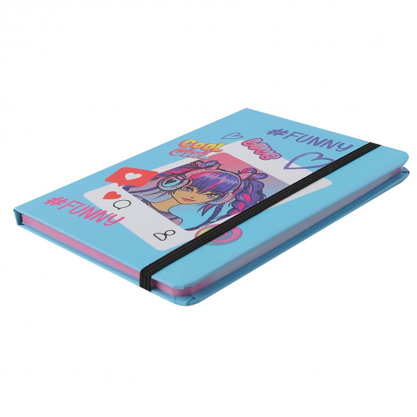 Записная книжка  А6 64л.лин. тв обл. Cool girl, на резинке