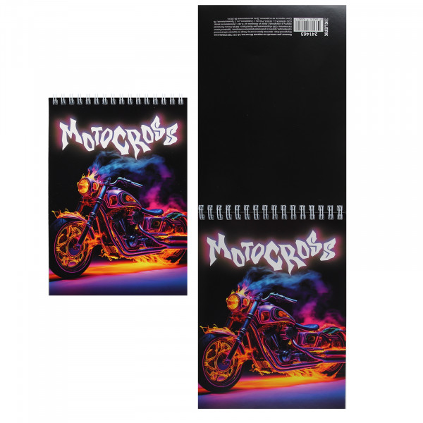 Блокнот А5 80л.кл. дв.спир. Motocross, ассорти