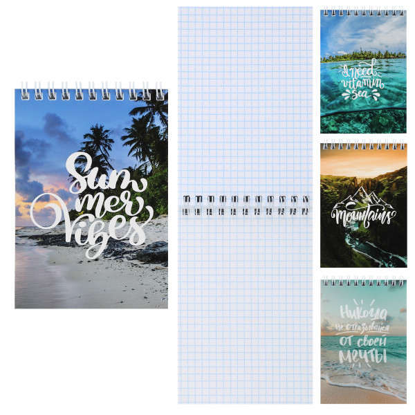 Блокнот А6 80л.кл. "Природа" мягк.обл, спираль, ассорти