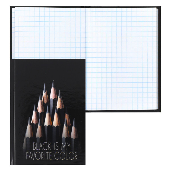 Записная книжка А7 64л.кл. тв обл 7Бц склейка Only black