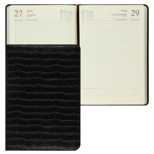 Ежедневник 2026 FIORENZO A5.176 л. Croco черный Ежедневник 2026 FIORENZO A5.176 л. Croco черный