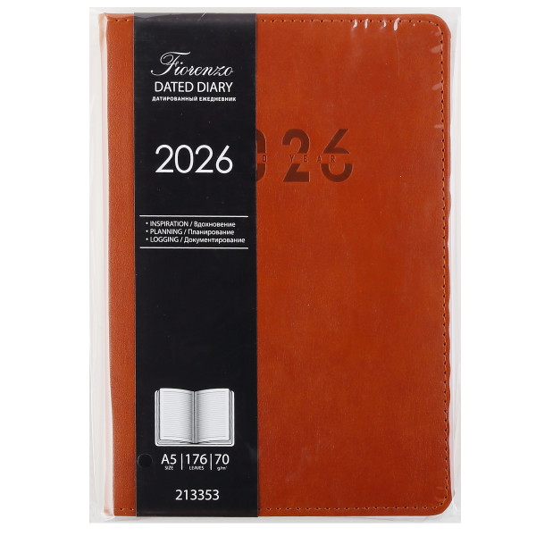 Ежедневник 2026 FIORENZO A5.176 л. Basic коричневый Ежедневник 2026 FIORENZO A5.176 л. Basic коричневый