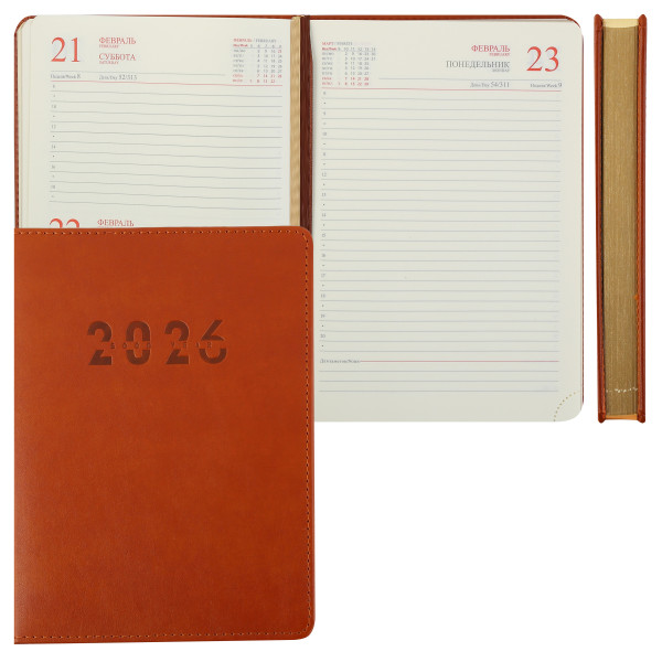 Ежедневник 2026 FIORENZO A5.176 л. Basic коричневый Ежедневник 2026 FIORENZO A5.176 л. Basic коричневый