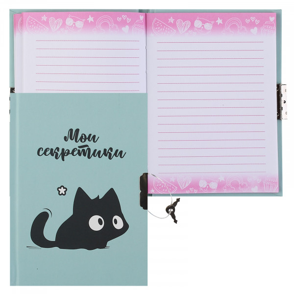 Записная книга А6 56л.лин. Котомания, на замке