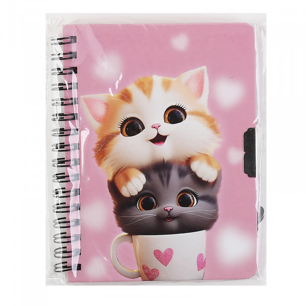 Записная книга А6 60л.лин. Cute cats, на замке