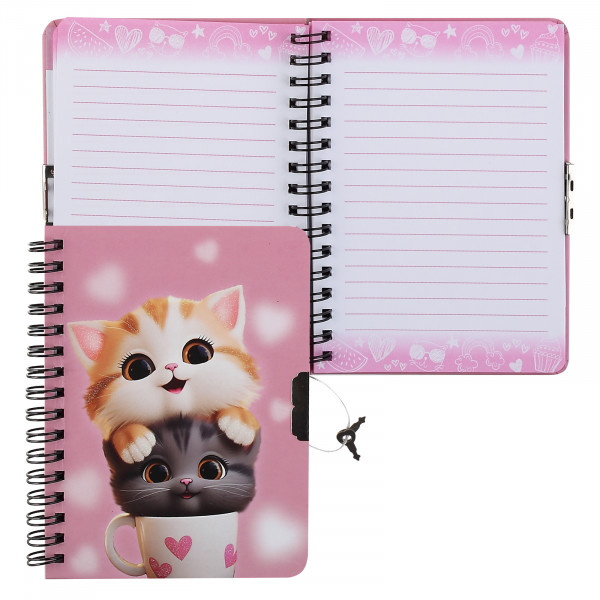 Записная книга А6 60л.лин. Cute cats, на замке