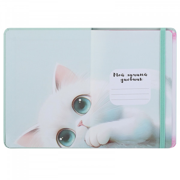 Записная книга А6 64л.лин. Пушистик, на резинке