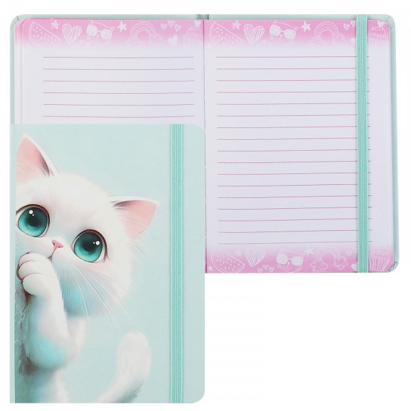 Записная книга А6 64л.лин. Пушистик, на резинке