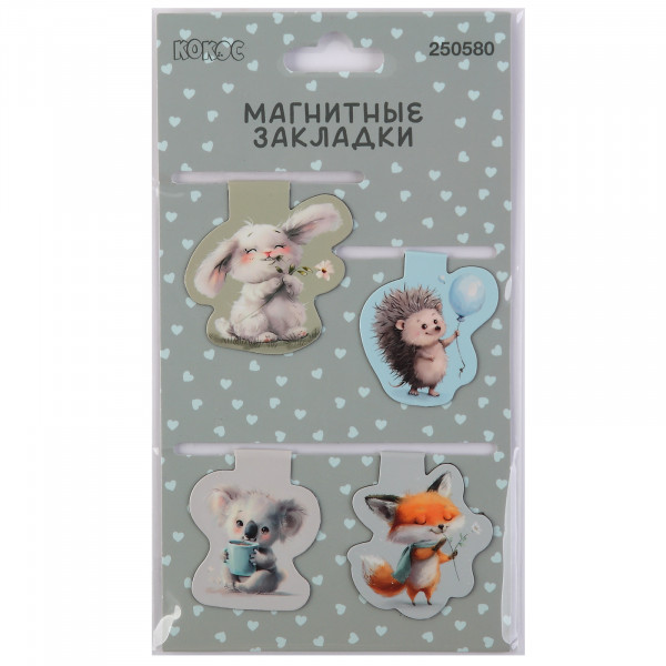Закладка магнитная 4шт картон Cute animals