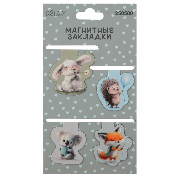 Закладка магнитная 4шт картон Cute animals