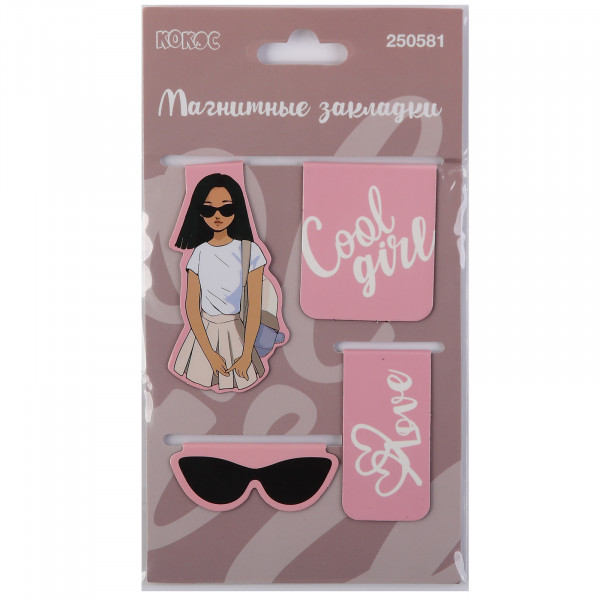 Закладка магнитная 4шт картон Cool girl