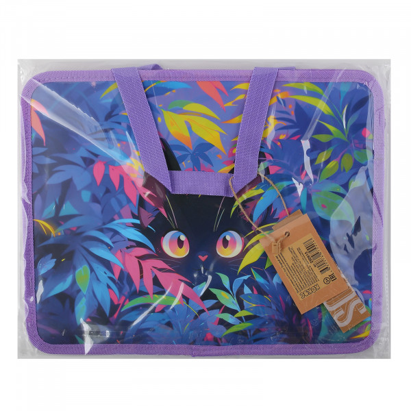 Папка с ручками на молнии Tropical cat 26*33*10, пластик