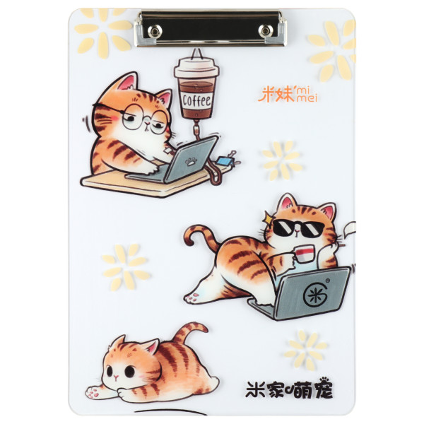 Планшет с зажимом А4 акрил Котик с кофе