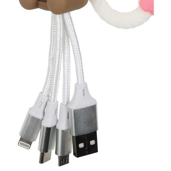 Брелок+USB кабель 15см Мишутка резина, коричневый