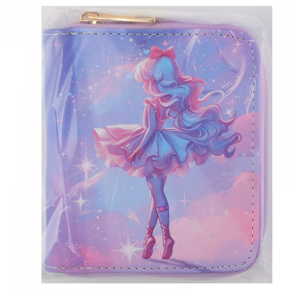 Кошелек кожзам 120*100мм Magic ballerina, сиреневый