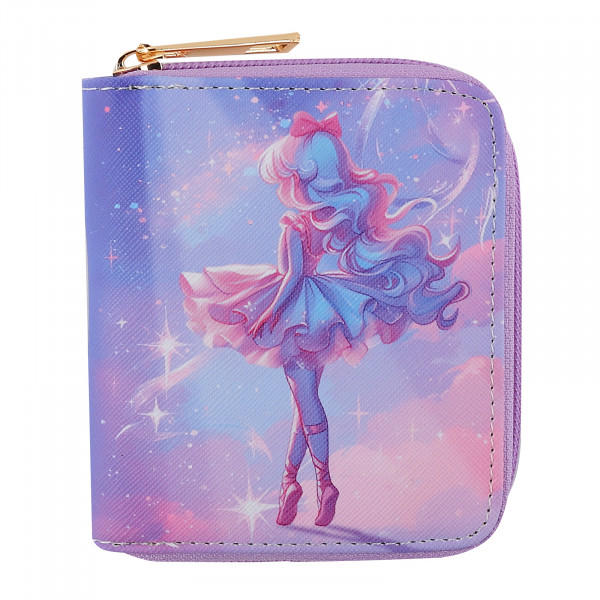 Кошелек кожзам 120*100мм Magic ballerina, сиреневый
