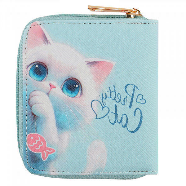 Кошелек кожзам 120*100мм Пушистик, голубой