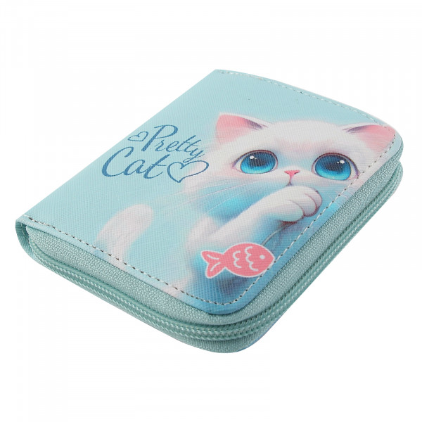 Кошелек кожзам 120*100мм Пушистик, голубой