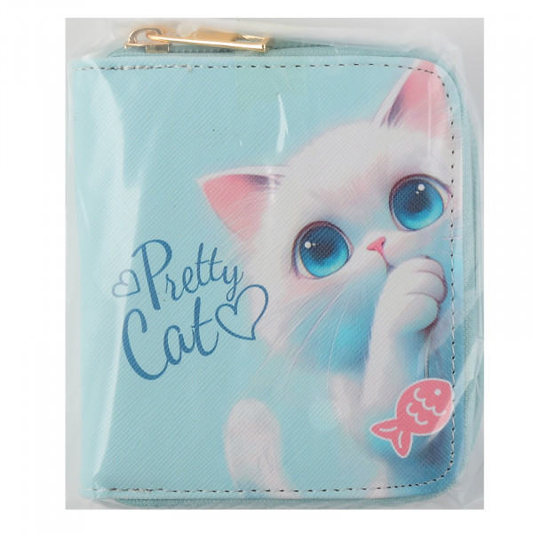 Кошелек кожзам 120*100мм Пушистик, голубой